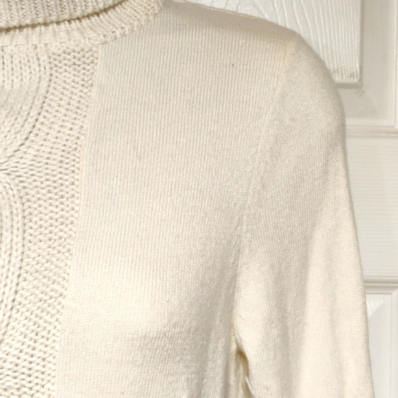 INC International Concepts Cream Big Turtle Neck Silk Sweater - Picture 3 of 14